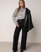 j&x Pulover de iarnă cu dungi croială lejeră cu lână Oradna Gri
