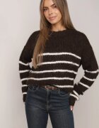 j&x Pulover de iarnă cu dungi croială lejeră cu lână Oradna Maro