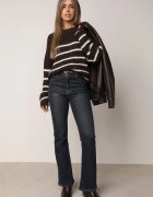 j&x Pulover de iarnă cu dungi croială lejeră cu lână Oradna Maro