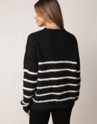 j&x Pulover de iarnă cu dungi croială lejeră cu lână Oradna Negru