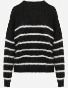 j&x Pulover de iarnă cu dungi croială lejeră cu lână Oradna Negru