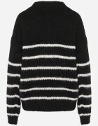 j&x Pulover de iarnă cu dungi croială lejeră cu lână Oradna Negru