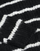 j&x Pulover de iarnă cu dungi croială lejeră cu lână Oradna Negru