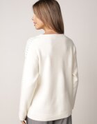 j&x Pulover de iarnă din lână decorat cu aplicație cu zirconii Grista Bej deschis