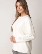 j&x Pulover de iarnă din lână decorat cu aplicație cu zirconii Grista Bej deschis