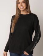 j&x Pulover de iarnă din lână decorat cu aplicație cu zirconii Grista Negru