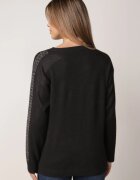 j&x Pulover de iarnă din lână decorat cu aplicație cu zirconii Grista Negru
