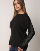 j&x Pulover de iarnă din lână decorat cu aplicație cu zirconii Grista Negru