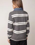 j&x Pulover de iarnă în dungi cu guler din blugi Karianna Gri