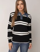 j&x Pulover de iarnă în dungi cu guler din blugi Karianna Negru