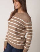 j&x Pulover din bumbac cu dungi și manșete elastice Avreta Bej