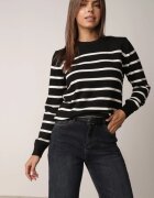 j&x Pulover din bumbac cu dungi și manșete elastice Avreta Negru