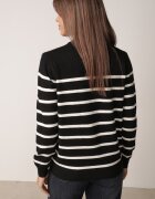 j&x Pulover din bumbac cu dungi și manșete elastice Avreta Negru