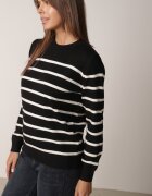 j&x Pulover din bumbac cu dungi și manșete elastice Avreta Negru