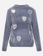 j&x Pulover din bumbac decorat cu motiv de inimi Lovric Albastru