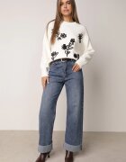 j&x Pulover din bumbac lână și broderie cu flori Zalto Bej deschis