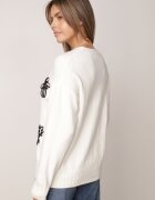 j&x Pulover din bumbac lână și broderie cu flori Zalto Bej deschis