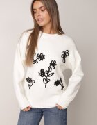 j&x Pulover din bumbac lână și broderie cu flori Zalto Bej deschis