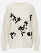 j&x Pulover din bumbac lână și broderie cu flori Zalto Bej deschis