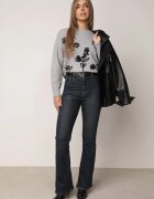 j&x Pulover din bumbac lână și broderie cu flori Zalto Gri