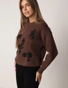 j&x Pulover din bumbac lână și broderie cu flori Zalto Maro