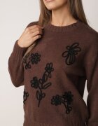 j&x Pulover din bumbac lână și broderie cu flori Zalto Maro