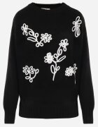 j&x Pulover din bumbac lână și broderie cu flori Zalto Negru