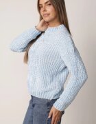 j&x Pulover din bumbac pentru iarnă cu împletituri decorative Earte Albastru
