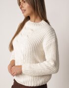 j&x Pulover din bumbac pentru iarnă cu împletituri decorative Earte Bej deschis