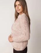 j&x Pulover din bumbac pentru iarnă cu împletituri decorative Earte Bej închis