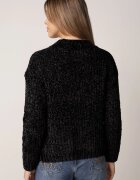 j&x Pulover din bumbac pentru iarnă cu împletituri decorative Earte Negru