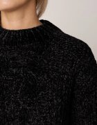 j&x Pulover din bumbac pentru iarnă cu împletituri decorative Earte Negru