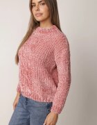 j&x Pulover din bumbac pentru iarnă cu împletituri decorative Earte Roz închis
