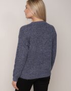 j&x Pulover din bumbac și lână decorat cu broderie florală în față Deta Bleumarin