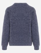 j&x Pulover din bumbac și lână decorat cu broderie florală în față Deta Bleumarin