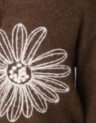 j&x Pulover din bumbac și lână decorat cu broderie florală în față Deta Maro