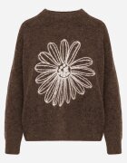 j&x Pulover din bumbac și lână decorat cu broderie florală în față Deta Maro