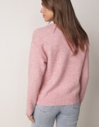j&x Pulover din bumbac și lână decorat cu broderie florală în față Deta Roz