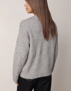 j&x Pulover din bumbac și lână decorat cu flori brodate Seirania Gri deschis
