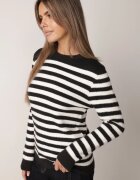 j&x Pulover din bumbac și lână în dungi Cressalle Negru