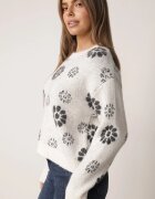 j&x Pulover din lână de iarnă cu motiv floral Unika Bej deschis