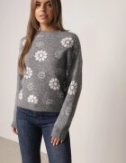 j&x Pulover din lână de iarnă cu motiv floral Unika Gri