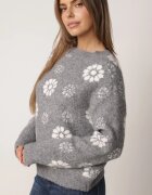 j&x Pulover din lână de iarnă cu motiv floral Unika Gri