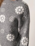 j&x Pulover din lână de iarnă cu motiv floral Unika Gri
