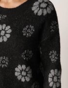 j&x Pulover din lână de iarnă cu motiv floral Unika Negru