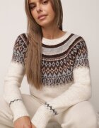 j&x Pulover din lână și bumbac cu model norvegian Asames Bej deschis