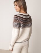 j&x Pulover din lână și bumbac cu model norvegian Asames Bej deschis