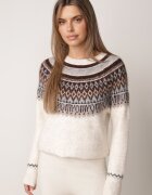j&x Pulover din lână și bumbac cu model norvegian Asames Bej deschis