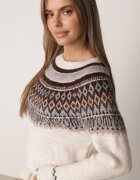 j&x Pulover din lână și bumbac cu model norvegian Asames Bej deschis