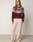 j&x Pulover din lână și bumbac cu model norvegian Asames Bordo